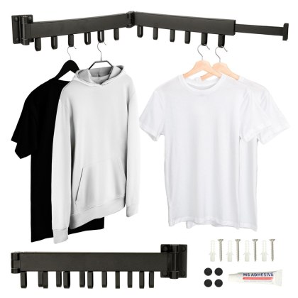 Składana Suszarka Ścienna Loft – Teleskopowy Wieszak 90 cm – 12 Haczyków