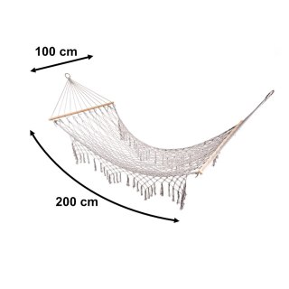 Hamak Ogrodowy Boho z Frędzlami – Wisząca Makrama 200x100 cm – Szary