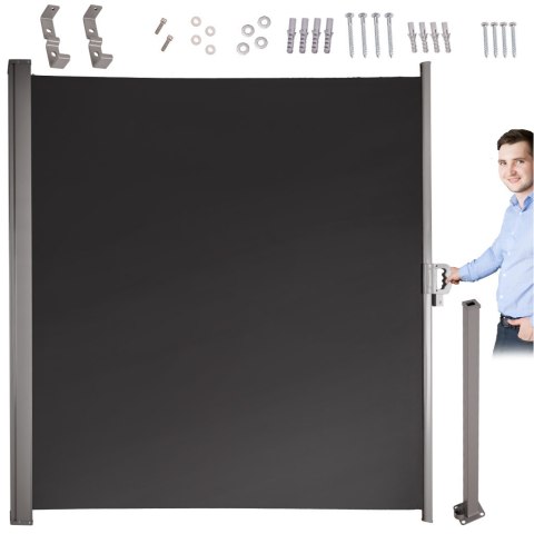 Markiza Boczna Tarasowa LUARO – Parawan Zwijany 160 x 300 cm – Szary Grafit