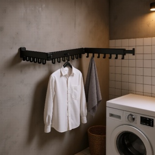 Składana Suszarka Ścienna Loft – Teleskopowy Wieszak 123 cm – 18 Haczyków