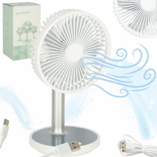Bezprzewodowy Wentylator Biurkowy USB z Akumulatorem – 4 Poziomy Mocy – LED 38cm