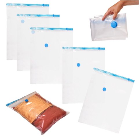 Zestaw 5 Worków Próżniowych na Ubrania – 60 x 80 cm – Oszczędź do 80% miejsca!