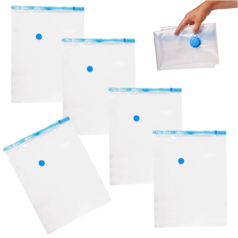 Zestaw 5 Worków Próżniowych na Ubrania – 60 x 80 cm – Oszczędź do 80% miejsca!