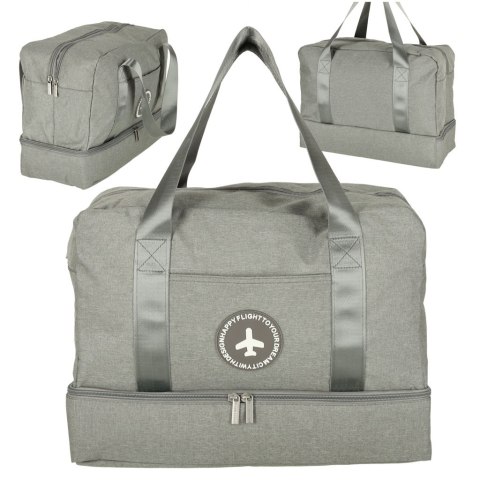 Torba Podróżna Bagaż Podręczny do Samolotu – 39 x 18 x 30 cm – Szara z Dolną Komorą