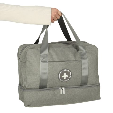 Torba Podróżna Bagaż Podręczny do Samolotu – 39 x 18 x 30 cm – Szara z Dolną Komorą