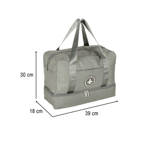 Torba Podróżna Bagaż Podręczny do Samolotu – 39 x 18 x 30 cm – Szara z Dolną Komorą