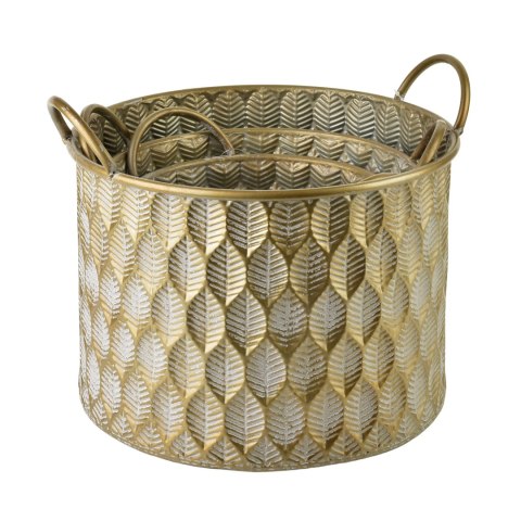 Duża Metalowa Osłonka na Kwiaty MARINA DARK L 27x27x20 cm – Złota, Ażurowa