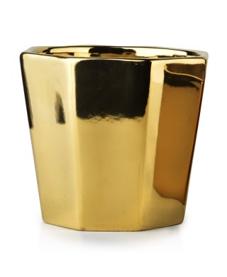 Złota Doniczka Geometryczna NEVA GOLD 16x14 cm – Lustrzana Osłonka w Stylu Glamour