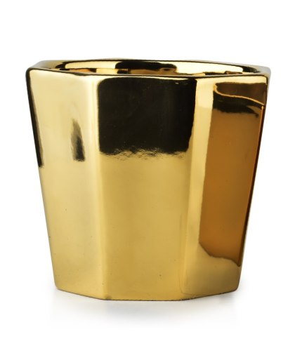 Złota Doniczka Geometryczna NEVA GOLD 16x14 cm – Lustrzana Osłonka w Stylu Glamour