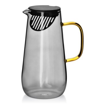 Szary Dzbanek Szklany PETER 1,5L ze Złotym Uchwytem – Elegancki Dzbanek na Wodę i Soki