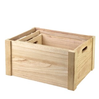 Komplet 3 Drewnianych Skrzynek RINO – Naturalne Organizery, Zestaw Pudełek L/M/S