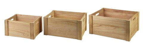 Komplet 3 Drewnianych Skrzynek RINO – Naturalne Organizery, Zestaw Pudełek L/M/S