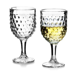Komplet 6 Kieliszków do Wina ELISE DOTS 280 ml – Szkło Vintage z Tłoczeniem