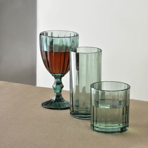 ELISE STRIPES Komplet 6 szklanek 300 ml – Zielone Szkło, Pionowe Paski