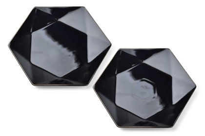 RALPH BLACK Komplet 2 talerzy obiadowych 32,5x28,5 cm – Czarna Porcelana