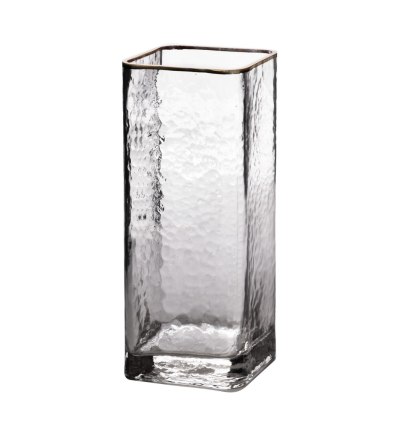 Wazon szklany SERENITE 10x10x24,5 cm MONDEX – Złoty Rant, Loft