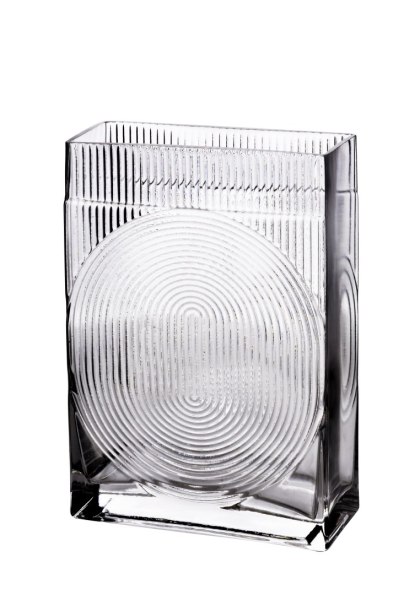 Wazon szklany SERENITE 16x7x23,5 cm – Mondex, Transparentna Geometria