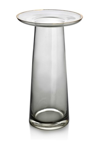 Wazon szklany SERENITE 14,5x14,5x25 cm – Mondex, Szaro-złoty, Z kołnierzem