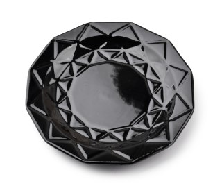 Talerz Deserowy ADEL BLACK – Czarna Ceramika, Elegancki Diamentowy Wzór