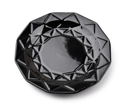 Talerz Deserowy ADEL BLACK – Czarna Ceramika, Elegancki Diamentowy Wzór
