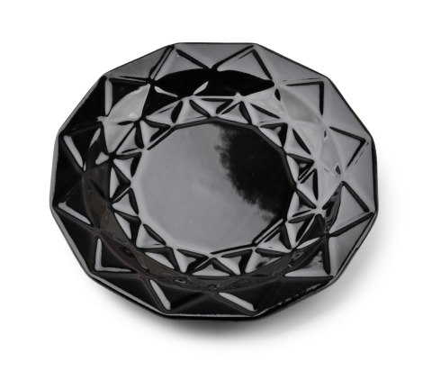 Talerz Deserowy ADEL BLACK – Czarna Ceramika, Elegancki Diamentowy Wzór