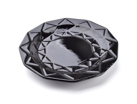 Talerz Deserowy ADEL BLACK – Czarna Ceramika, Elegancki Diamentowy Wzór
