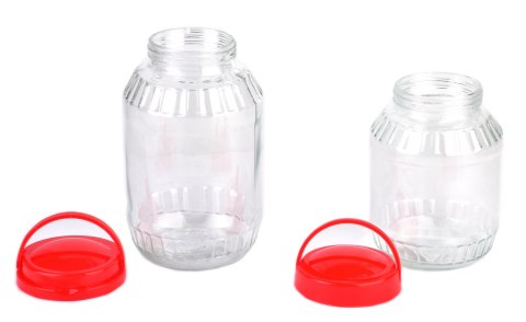 Słój Szklany BASIC KITCHEN 2,0 L – z Czerwoną Pokrywką i Uchwytem, COOKINI