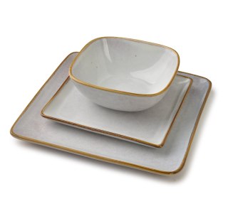 Ceramiczny Talerz Kwadratowy BASIC NATURE 24,5 cm – Styl Rękodzielniczy, Piaskowy Krem