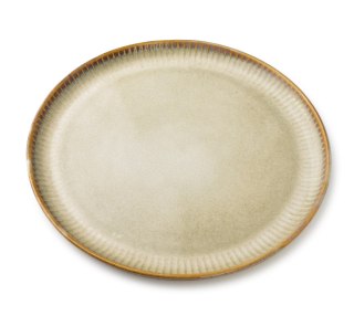Ceramiczny Talerz Obiadowy BASIC NATURE 26 cm – Styl Rękodzielniczy, Ryflowany Brzeg