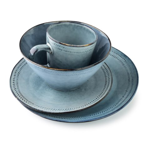 Ceramiczny Talerz Obiadowy BASIC NATURE 27,5 cm – Niebieski, Styl Rękodzielniczy