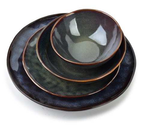 Ceramiczny Talerz Płaski BASIC NATURE 27,5 cm – Gwieździsty Granat, Styl Rękodzielniczy