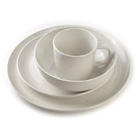 Ceramiczny Talerz Płaski BASIC NATURE 28,5 cm – Nakrapiana Biel, Styl Rękodzielniczy