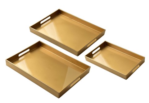 Komplet 3 Tac Dekoracyjnych BLANCHE GOLD – Złoty Połysk, Elegancki Minimalizm