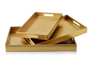 Komplet 3 Tac Dekoracyjnych BLANCHE GOLD – Złoty Połysk, Elegancki Minimalizm