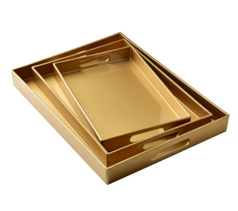 Komplet 3 Tac Dekoracyjnych BLANCHE GOLD – Złoty Połysk, Elegancki Minimalizm