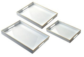 Komplet 3 Tac Dekoracyjnych BLANCHE WHITE – Biały Połysk, Świeży Minimalizm