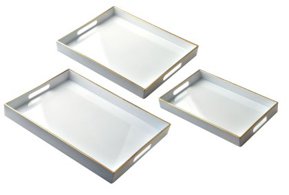 Komplet 3 Tac Dekoracyjnych BLANCHE WHITE – Biały Połysk, Świeży Minimalizm