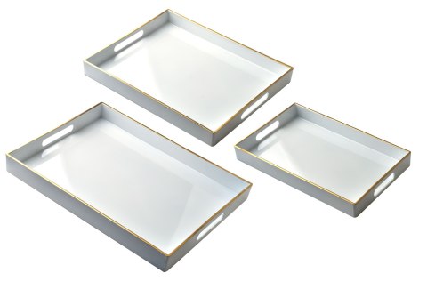 Komplet 3 Tac Dekoracyjnych BLANCHE WHITE – Biały Połysk, Świeży Minimalizm