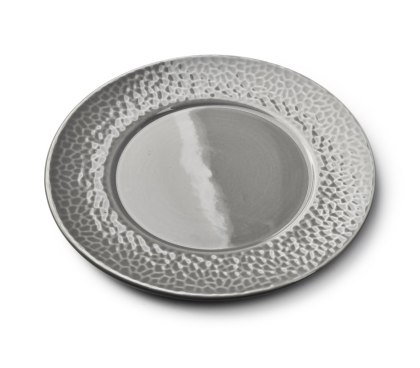 HUDSON Talerz Obiadowy 27 cm – Szara Porcelana, Efekt Młotkowania