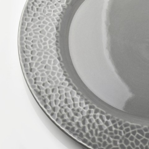 HUDSON Talerz Obiadowy 27 cm – Szara Porcelana, Efekt Młotkowania