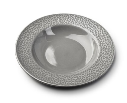 HUDSON Talerz Głęboki 22 cm 250 ml – Szara Porcelana, Efekt Młotkowania