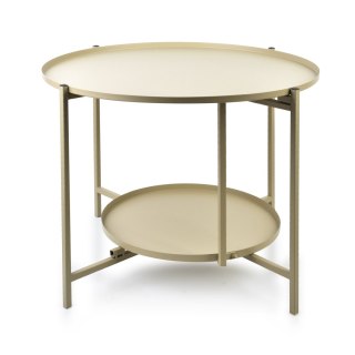 LUCAS BEIGE Stolik kawowy dwupoziomowy 60,5x45 cm – Metalowy Loft