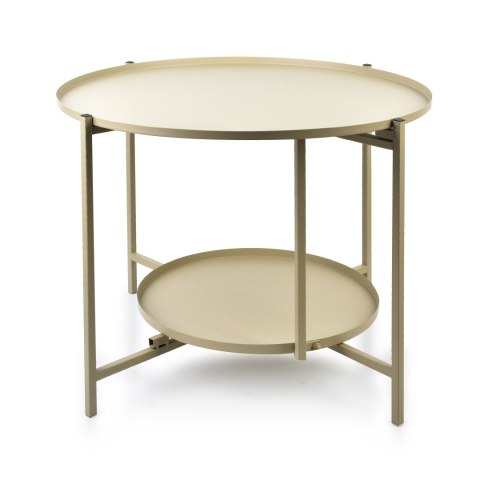 LUCAS BEIGE Stolik kawowy dwupoziomowy 60,5x45 cm – Metalowy Loft
