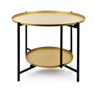 LUCAS BLACK&GOLD Stolik kawowy dwupoziomowy 60,5x45 cm – Metalowy Loft