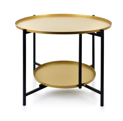 LUCAS BLACK&GOLD Stolik kawowy dwupoziomowy 60,5x45 cm – Metalowy Loft