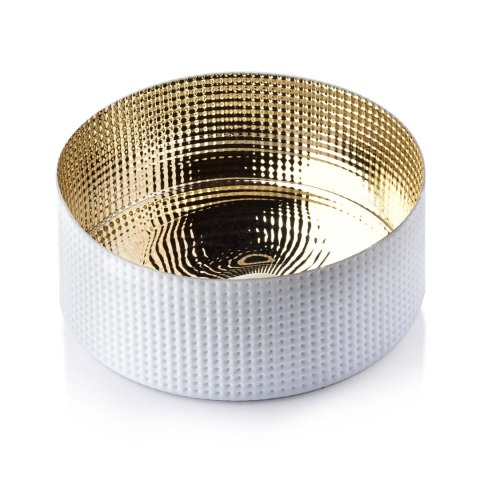 Misa dekoracyjna SERENITE WHITE 22,5x22,5x10 cm – Mondex, Biało-złota, Szklana