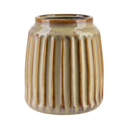 Wazon Ceramiczny Osłonka ARINA BEIGE 18 cm – Prążkowany, Jasnobeżowy, Nowoczesny