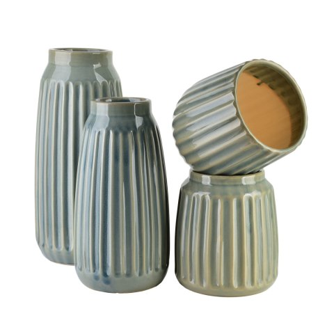 Wazon Ceramiczny Osłonka ARINA LIGHT 18 cm – Prążkowany, Jasnobłękitny, Nowoczesny